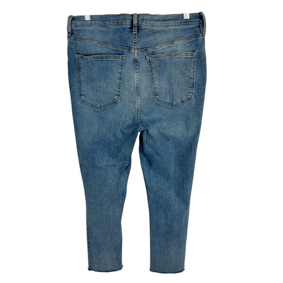 Free People Cropped Frayed Hem High Rise Medium Wash Stretch Jeans Size 31 R - Picture 2 of 9